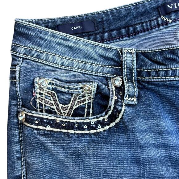 ViGoss Capri Heritage Fit Size 8 Bling Distressed Women's Jeans - Picture 3 of 10